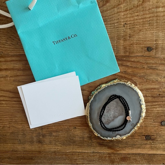 Authentic Tiffany & Co.® Wide Twist Silk Rope Necklace in Black and Silver 15" - Picture 2 of 6